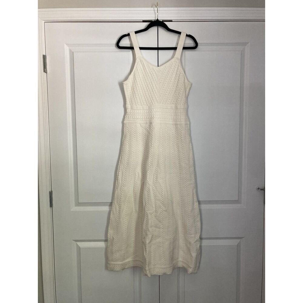Haute Hippie NWT Cotton Stitch Embroidered Ivory Sleeveless Dress Size Medium